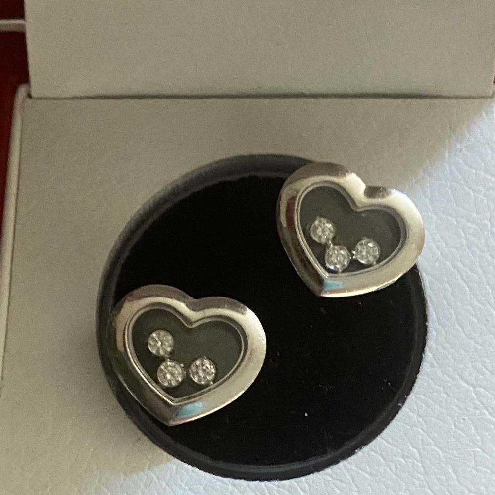 CHOPARD 18K White Gold Happy Diamonds Earrings